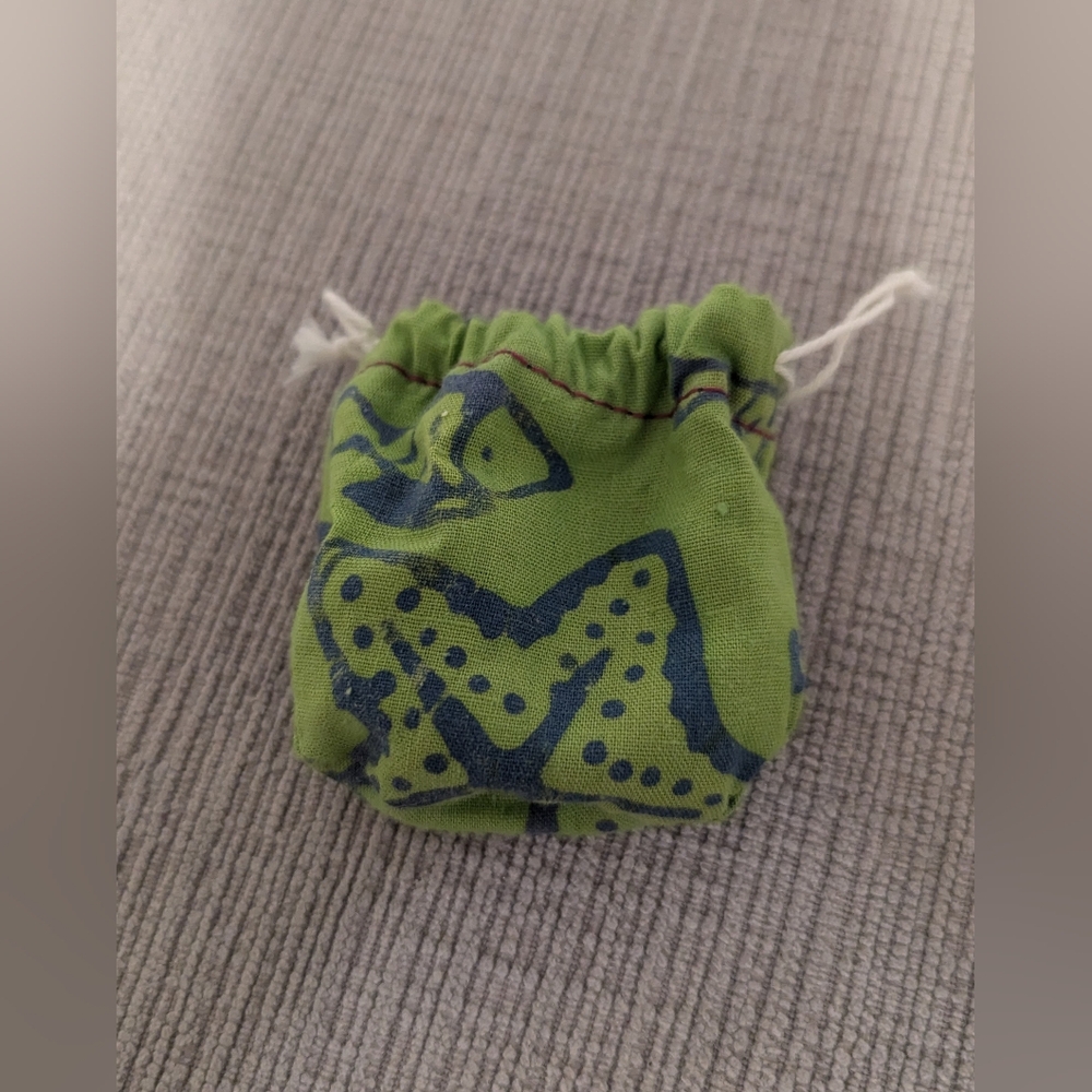 Small Green Fabric Drawstring Pouch